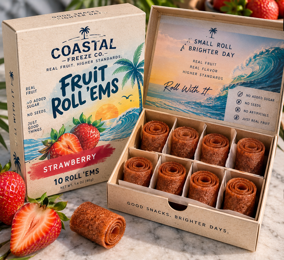Coastal Freeze Co Strawberry Fruit Roll 'Ems 10-pack box